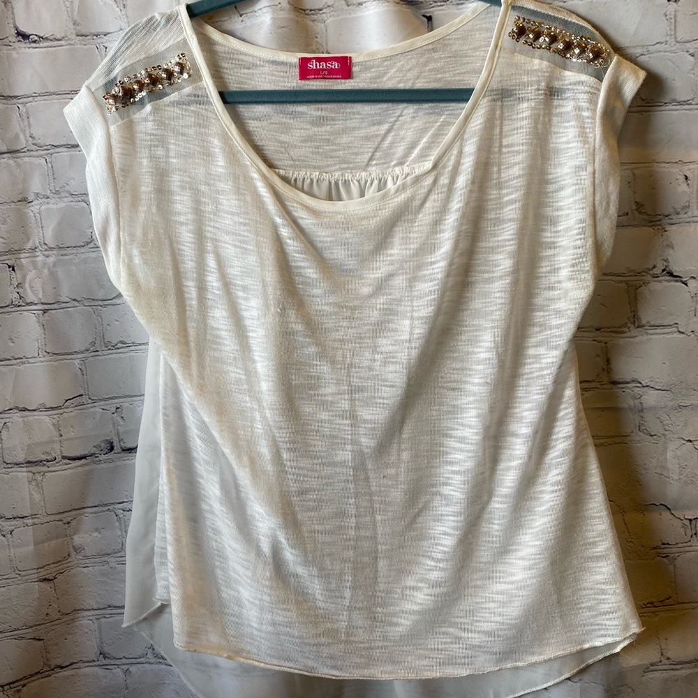White sheer shirt size large